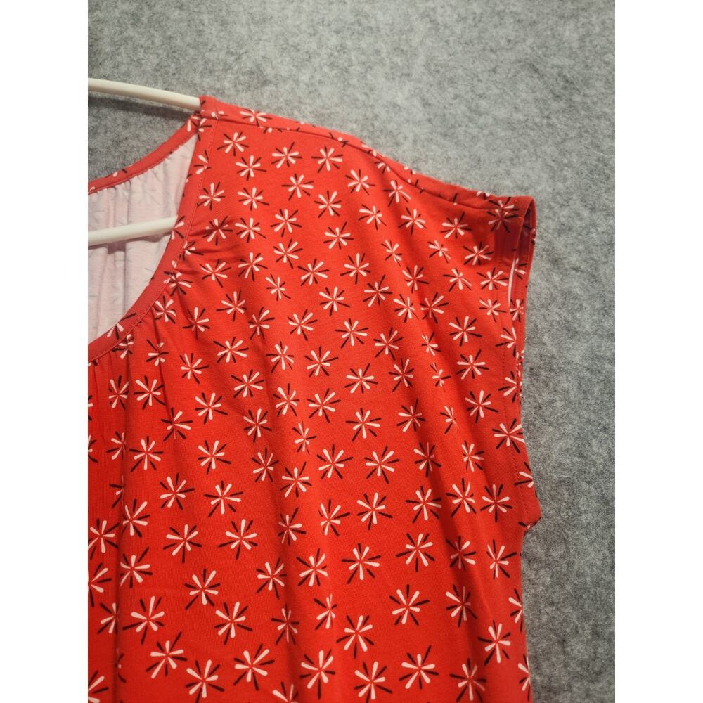 D&Co Denim & Company Red Floral Print Midi Dress Women's Medium Short Sleeve - Picture 3 of 9